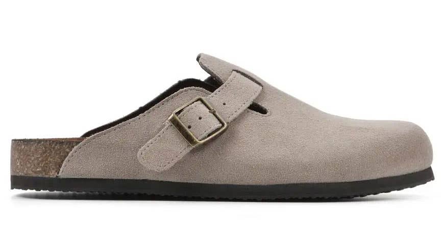Comfortable Women's Bari Clog in Taupe Suede