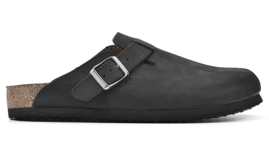 Comfortable Women's Bari Clog in Black Leather