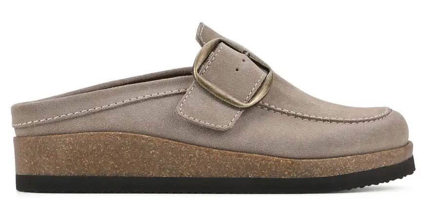 Comfortable Women's Bari Clog in Taupe Suede